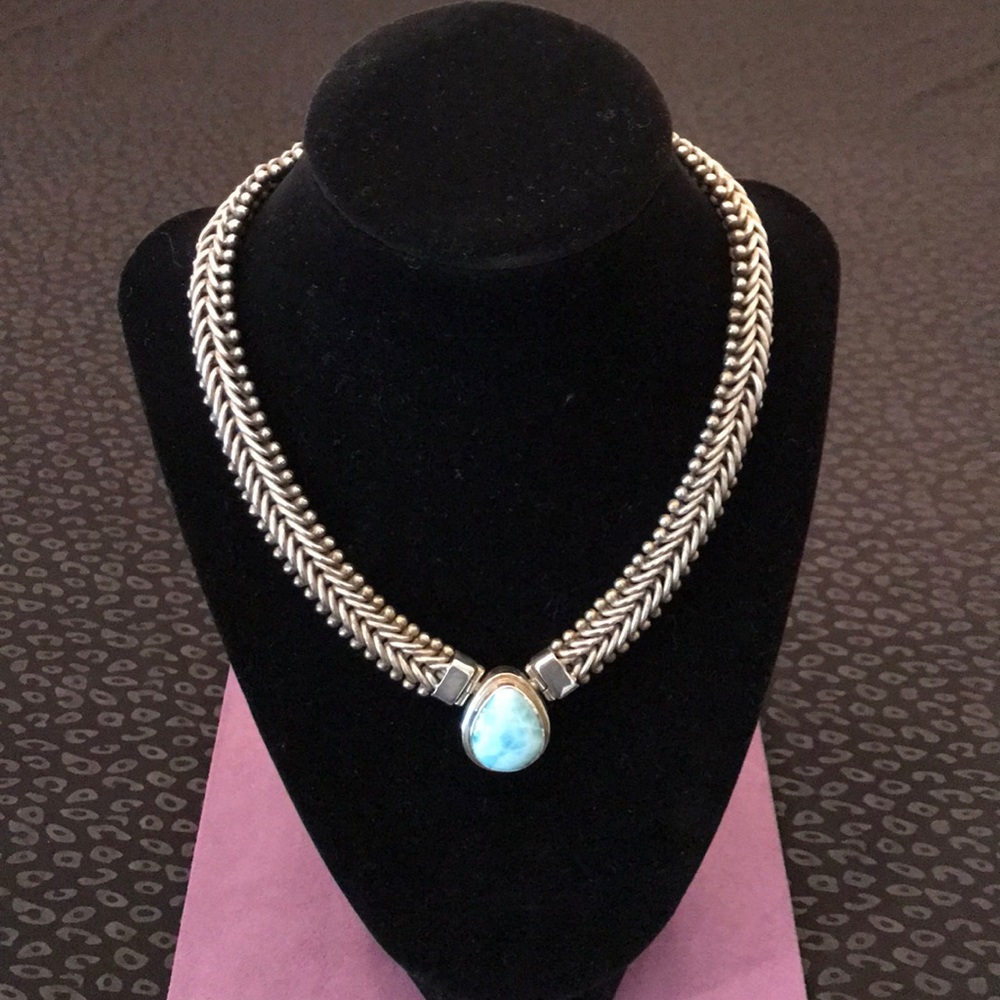 Sterling Silver Necklace with Larimar